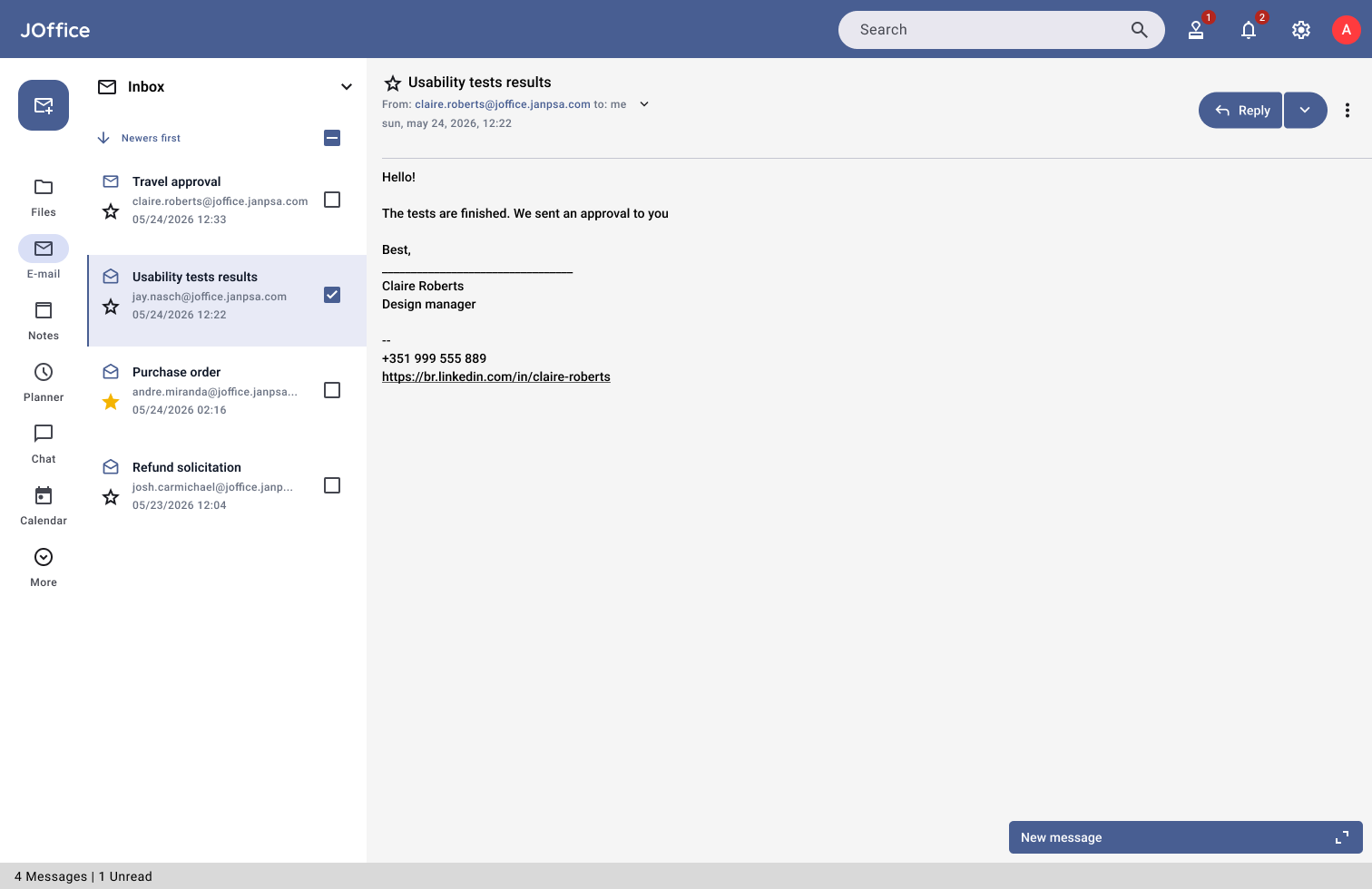 JSuite Email — correio profissional com domínio próprio