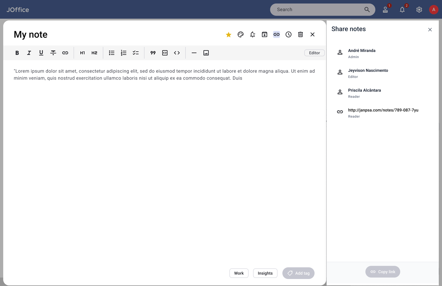 JSuite Notas — bloco de notas e organização de ideias